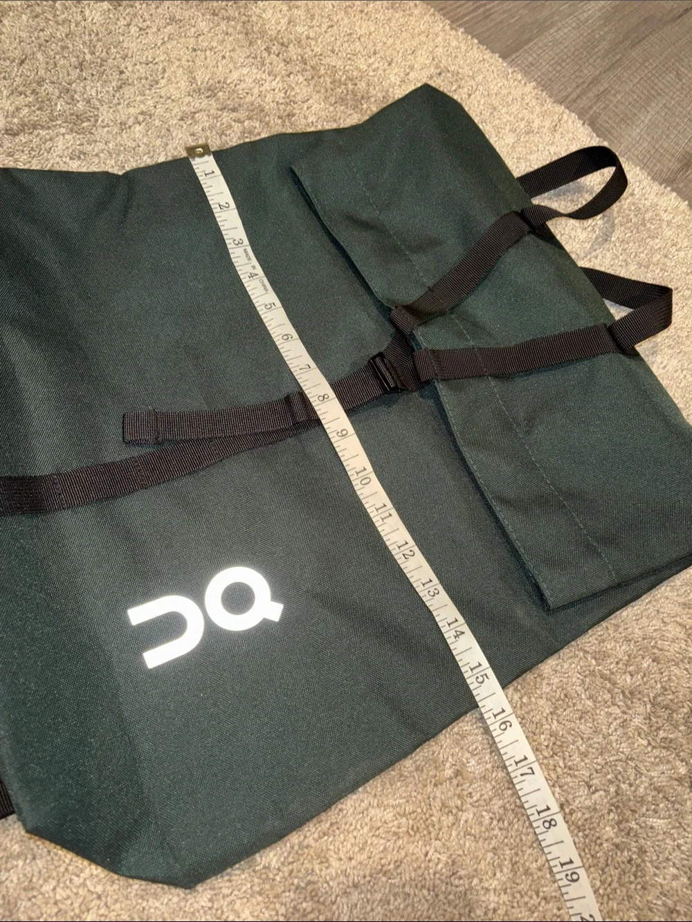 On Cloud Dark Green Roll-Top Backpack with Black Straps